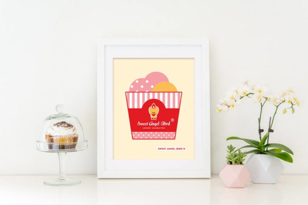 Cute Art — Sweet Angel Bird Ice Cream Party Printable Wall Art Poster, Home Decor, Unique Gift