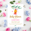 Pink and Gold Baby Shower Invitations, 5×7″ Baby Shower Invitation – Sweet Angel Bird ® on a Swing