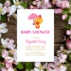 Pink Baby Shower, It’s a Girl Baby Shower Invitation – Sweet Angel Bird ® Pink Umbrella Printable Baby Shower Invitations