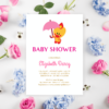 Pink Baby Shower, It’s a Girl Baby Shower Invitation – Sweet Angel Bird ® Pink Umbrella Printable Baby Shower Invitations