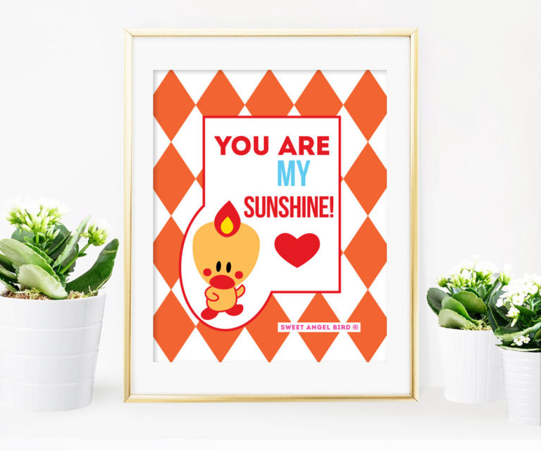 You Are My Sunshine, wall art, printable wall art, art print, home decor, nursery art, Sweet Angel Bird, unique gift, bird print, 810128